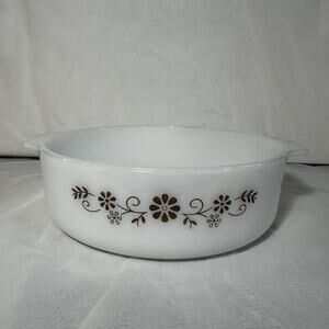 Vintage Termocrisa Dynaware Brown Daisy 10” Glass Casserole Dish